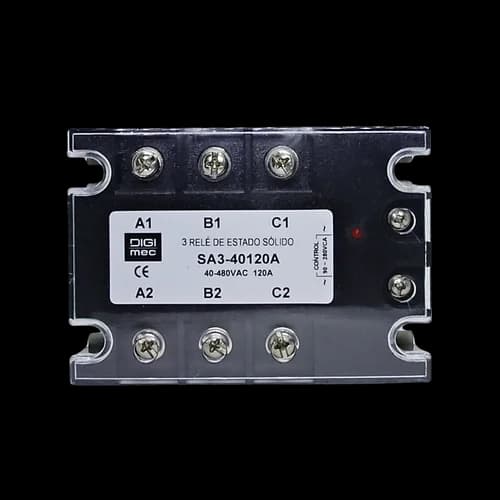 Rele de Estado Sólido Trifásico 120Amp. 480Vca 90-280Vca SA3-40120A Digimec
